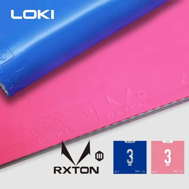 Table Tennis Loki - ยางปิงปอง LOKI RXTON 3 สีฟ้าชมพู แบบปุ่มใน